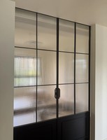 Porte coulissante en acier, design rustique moderne japonais, isolée thermiquement, double vitrage, pour supermarché, extérieur, résidentiel