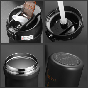 Stainless Steel Insulated Water <b>Bottle</b> 316 Double Spout Travel Tumbler Portable <b>Coffee</b> Cup With Straw - Product Image 1