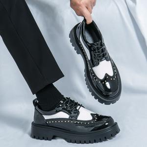 Chaussures habillées décontractées pour hommes à boucle, en cuir, à bout pointu, uniques et tendance, styles noir et blanc - Product Image 4