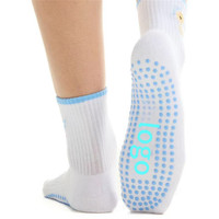 Chaussettes de yoga et de Pilates personnalisées antidérapantes avec logo brodé, en coton, pour le fitness