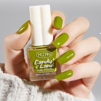 Vernis à ongles vert brillant haute pigmentation à base d'eau, facile à décoller, pinceau large, pour salon et DIY, vente en gros, UE/US, sans cruauté animale