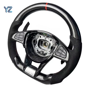 Volant en cuir Alcantara et fibre de carbone personnalisé YZ pour Mercedes Benz <span class=keywords><strong>AMG</strong></span> A45 C63 E63 S63 G63 CLA CLS <span class=keywords><strong>GLA</strong></span> GLC W204 W205 W222 - Product Image 5