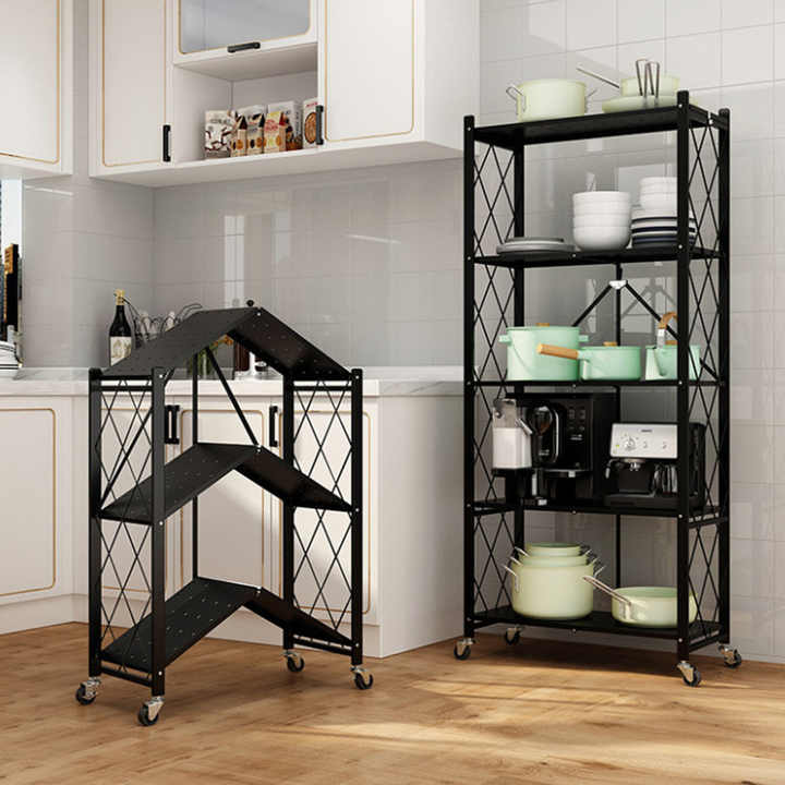 Foldable Mobile Racking Unit Multifunctional Floor-Standing No Assembly Metal Racking Heavy Duty ...