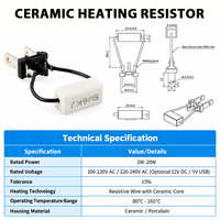 Résistance chauffante en porcelaine encapsulée 3W-20W, tension d'entrée AC/DC optionnelle, composant de chauffage sûr pour l'aromathérapie domestique
