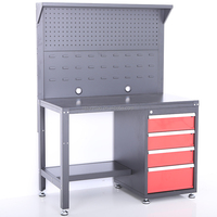 Système de rangement robuste pour garage avec panneau perforé, établi et armoire à outils LED, plateau en bois, verrouillable, organisateur d'outils d'atelier OEM/ODM/OBM
