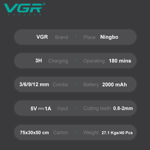 VGR V-699ヘアカットマシンメンズ理髪店充電式コードレスプロフェッショナル電気バリカン - Product Image 5