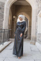 Robe Abaya pour femmes musulmanes, vêtements de prière islamique modeste, avec cravate à la taille, devant à manches longues, tache, élégante, pour Ramadan, dubaï, arabe, pour dames, musulmane