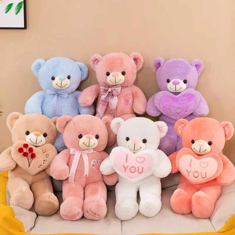 Regalo di San Valentino di grandi dimensioni orsacchiotto con cuore d'amore personalizzato rosa orsacchiotto fiore peluche per fidanzata animale peluche giocattolo