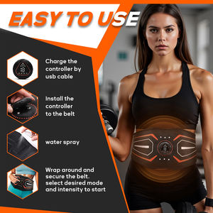 เข็มขัดพลาสติกกระตุ้นการออกกำลังกายที่บ้านพร้อมเครื่องกายภาพบำบัดอินฟราเรดจับเวลา2ชั่วโมงสำหรับผู้ชายผู้หญิงเอวนวดกระชับหน้าท้องสีส้ม - Product Image 4