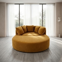 Canapé sectionnel circulaire moderne surdimensionné trois places en velours côtelé, canapé-lit incurvé avec coussins en éponge, grande banquette pour salon de villa