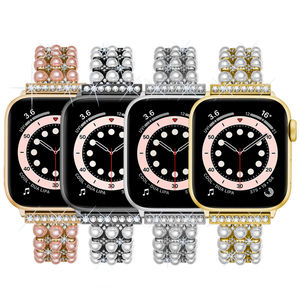 Bande métallique en acier inoxydable perle diamant Bling pour IWatch 8 <span class=keywords><strong>7</strong></span> 6 5 4 3 Se femmes bande de remplacement pour <span class=keywords><strong>Apple</strong></span> <span class=keywords><strong>Watch</strong></span> 41mm <span class=keywords><strong>45m</strong></span> 44mm - Product Image 2