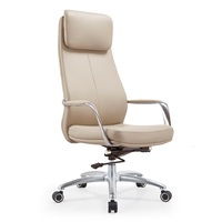Chaise de bureau de luxe moderne en cuir, dossier haut, pivotante, réglable, avec appui-tête ergonomique, chaise de direction pour PDG