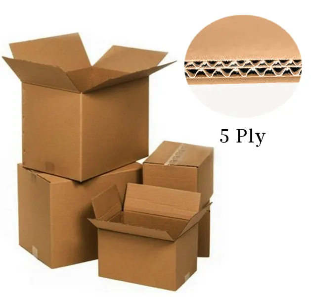 Produsen kotak pengiriman karton bergelombang 5 lapis kardus coklat tugas berat ukuran sedang