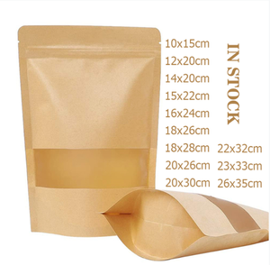 Có thể tái chế đáy phẳng khóa zip Túi giấy Kraft túi bao bì thực phẩm có cửa sổ cho hộp đựng thực phẩm thân thiện với môi trường - Product Image 2