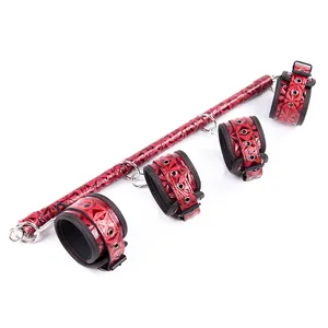 New And Popular Product Removable Cuffs Spreader Stainless Steel Eagle Pipe PU Leather Handcuffs Anklecuff Sex Products