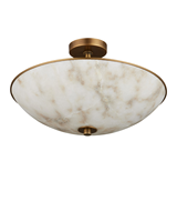 Lustre suspendu d'intérieur en laiton antique Volterra, design moderne, avec bol en albâtre espagnol, petit modèle encastré