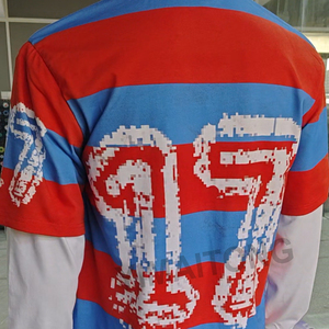 Camiseta Personalizada Nueva de Gran Tamaño, Estilo Urbano, de Doble Capa, Tejida, de Manga Larga, 100% Algodón, Estampada a Rayas, Vintage, de Rugby, para Hombre - Product Image 3