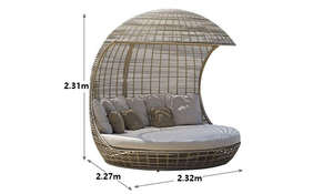 Chaise longue de plage moderne en rotin tressé, imperméable et grande, pour hôtels, jardins, piscines, cours – Lit de soleil durable en bambou - Product Image 2