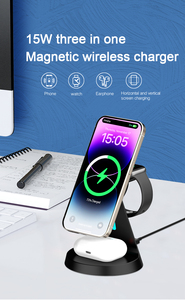 สินค้าที่ดีที่สุด<span class=keywords><strong>3</strong></span> in 1แท่นชาร์จไร้สายแบบแม่เหล็ก15วัตต์สำหรับ <span class=keywords><strong>applewatch</strong></span> สมาร์ทโฟนหูฟัง - Product Image 6