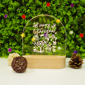 Oval Acrílico Santa 6 <span class=keywords><strong>Regalo</strong></span> USB Madera <span class=keywords><strong>Regalo</strong></span> promocional Set Luz nocturna Lámpara romántica base <span class=keywords><strong>Regalo</strong></span> <span class=keywords><strong>de</strong></span> Navidad - Product Image 2