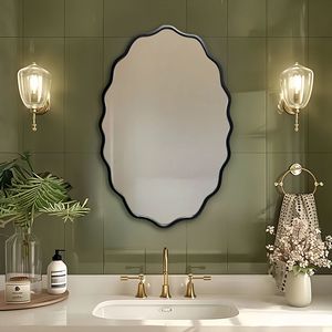 Vintage Vanity <span class=keywords><strong>PU</strong></span> gương kim loại khung nhựa mô hình tính khí cổ vàng tường trang trí gương - Product Image 2