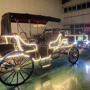 Calèche de Mariage Noire Style Royal Victoria avec Lumières LED, Capacité 5-6 Personnes, Meilleure Vente - Product Image 4