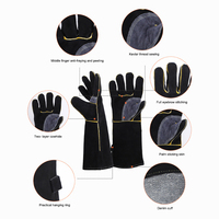 Gants de travail de sécurité pour la construction Mitaines de four en cuir résistant à la chaleur et au feu et maniques pour gril, four, poêle et barbecue Mig Welder