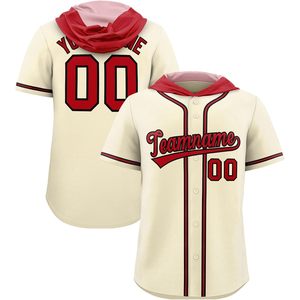 Custom Hooded Baseball Jersey Personalized Button <b>Down</b> Team Uniform Stitched Printed Name Number Unisex Adult Breathable - Product Image 1