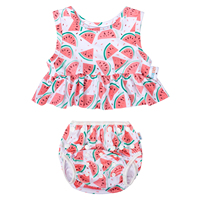 ALVABABY-Maillot de bain deux pièces réutilisable pour tout-petits, bikini, maillot de bain tankini sans manches pour bébés
