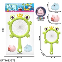 Set Mainan Jaring Ikan Mandi Anak EPT dengan Lampu LED, Bebek & Katak Mengapung, Permainan Sendok Hisap untuk Balita 18Bulan+ Plastik