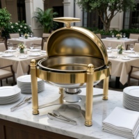 Ensemble de réchauds de luxe à couvercle roulant, chauffe-plats commerciaux en acier inoxydable pour buffet avec supports à combustible, équipement de restauration