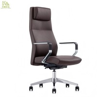 Chaise de bureau de direction en cuir véritable de luxe, dossier ergonomique, pivotante et réglable, chaise de bureau pour manager, PDG, cadre en aluminium