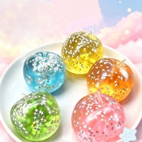 En gros, Jouet à presser anti-stress Fidget Toy en forme de pomme verte, effet slushy, moelleux, en maltose, pailleté et cristallin