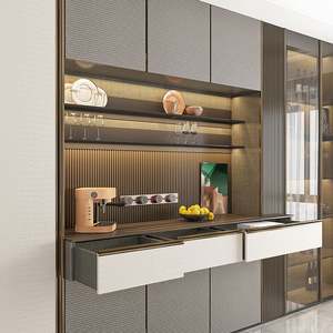 Buffet de luxe avec décoration en incrustation métallique et tiroirs à fermeture douce pour salles à manger élégantes, matériau composite en bois durable - Product Image 1