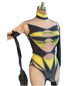 Sexy Solid Rhinestone Spandex Skinny Bodysuit Stripper Dancewear Club <b>Rompers</b> <b>Women</b> Stage Performance - Product Image 1