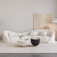 Ensemble de canapés modernes incurvés en cuir anti-griffures, canapé sectionnel pour salon, combinaison de meubles de salon, canapé incurvé avec fauteuils