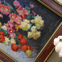 Tableau mural rectangulaire artisanal vintage shabby chic avec cadre en bois, impression haute définition de paysages européens, fleurs et scènes de mariage