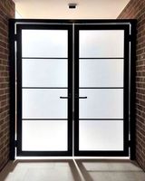 Porte d'entrée en acier à profil mince, porte d'entrée extérieure en acier moderne, porte de sécurité