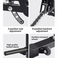 Banc de musculation réglable commercial avec extension pour les jambes et accessoire pour curls biceps, équipement de musculation multifonctionnel pour la musculation des bras