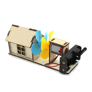 Kit de modèle de maison à énergie éolienne en bois, expérience scientifique éducative, jouet STEM pour enfants de 7 à 9 ans, alimenté par batterie, assemblage manuel - Product Image 2