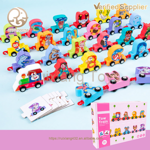 Vente en gros de puzzles en bois pour enfants avec 26 lettres de train, jouets éducatifs préscolaires - Product Image 3