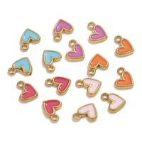 Breloques en émail en forme de cœur, mini pendentifs colorés et mignons en forme de cœur, breloques pendantes pour la fabrication de bijoux DIY (bracelets, boucles d'oreilles)