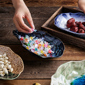 Vaisselle en céramique rétro et créative pour restaurant de cuisine japonaise, assiettes à sushi et sashimi, coquilles d'huîtres en céramique - Product Image 4