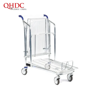 Nhiệm Vụ Nặng Nề Chống Gỉ Mạ Kẽm Kim Loại Giỏ Hàng Phẳng Kho Nền Tảng Có Thể Gập Lại Xe Đẩy Với PU Bánh Xe Cho Mua Sắm Sử Dụng - Product Image 2
