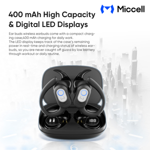 Miccell Nouveaux écouteurs sans fil TWS pour 5.4 Sports Gaming Ear-clip Affichage numérique IPX5 Contrôle tactile étanche - Product Image 5