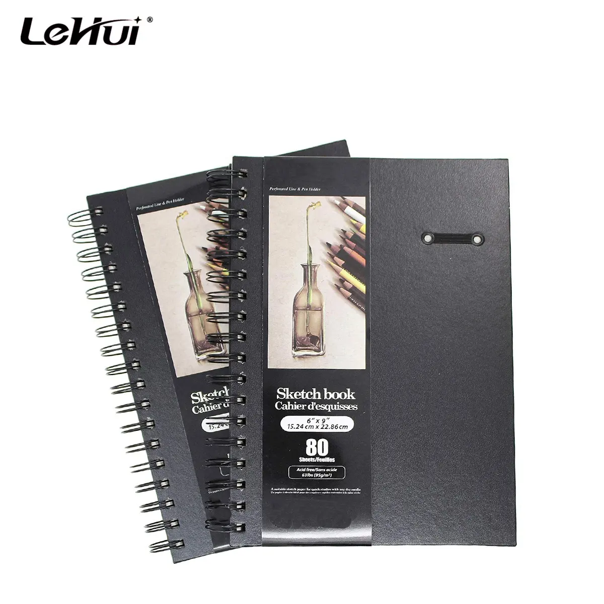 Top Quality 2 Pack 6x9 Inches Hardcover Sketch Books Premium Sketchbook with Spiral Wire