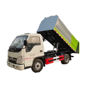 משאית איסוף פסולת שמן משאית 4 גלגלים פח אשפה מכונת ניקוי מכונת הרמה זרוע לזרוק אשפה משאית מכבש
