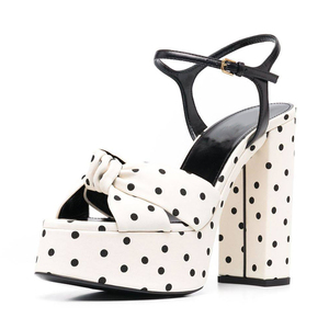 New Colors Women's High <b>Platform</b> Sandals Polka Dot Chunky <b>Heels</b> Dress Summer Bow Knotted Pumps <b>Ankle</b> <b>Strap</b> Buckles Shoes - Product Image 3