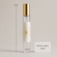 Lot de 480 flacons de parfum vides de 35 ml, format voyage, noir et or, avec boîte de présentation, rechargeables, logo personnalisé
