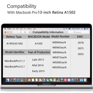 Batería para <span class=keywords><strong>MacBook</strong></span> <span class=keywords><strong>Pro</strong></span> <span class=keywords><strong>13</strong></span> pulgadas <span class=keywords><strong>Retina</strong></span> A1502 (mediados de 2014 principios de <span class=keywords><strong>2015</strong></span> finales de 2013), batería de repuesto para portátil A1493 A1582 batería - Product Image 3